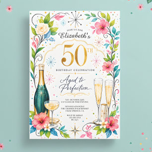 Convite Champagne Envelhecido à Perfeição Aniversário de 5