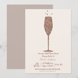 Convite Champagne Espumante Rosa Dourado Brunch de Chá de 