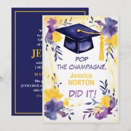 Convite 🎓Champagne Flores de Formatura