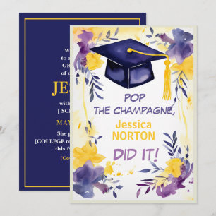 Convite 🎓Champagne Flores de Formatura