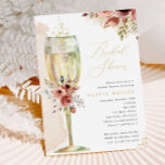 Convite Champagne Glass Rust and Gold Bridal Shower<br><div class="desc">This pretty design features a floral bouquet in fall colors and a watercolor champagne glass.   Fill in your information on the template. Use the "customize it" feature to change the fonts or layout.</div>