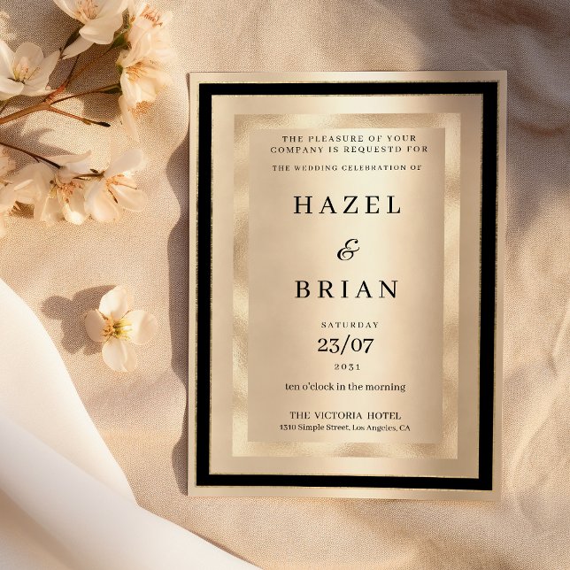 Convite Champagne Gold Black Glamour Luxury Wedding (Champagne Gold Black Glamour Luxury Wedding)