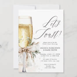 Convite Champagne Let's Toast Winter Bridal Shower