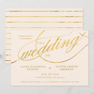 Convite Champagne moderno original & casamento Dourado do