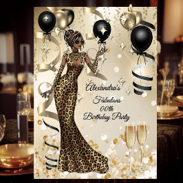 Convite Champagne para Celebração de Aniversário de Leopar