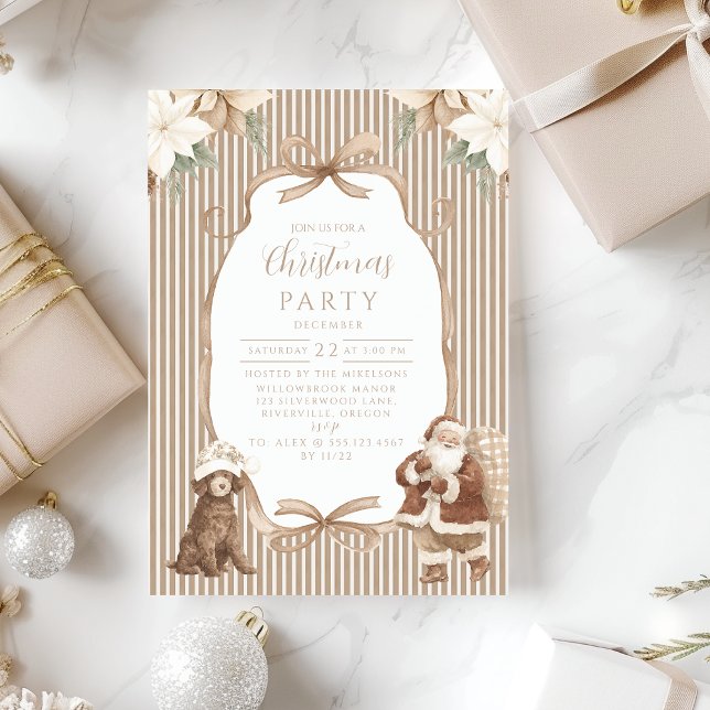 Convite Champagne Poinsettia Christmas (Criador carregado)