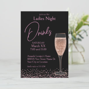 Convite Champagne Rosa em Bebidas da Noite das Senhoras Ne