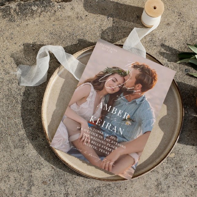 Convite Champagne Shades - Foto de Casamento V2 (Criador carregado)