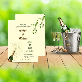 Convite Champagne themed wedding invitation