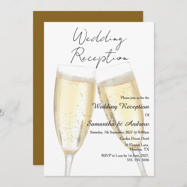 Convite Champagne Toast Wedding Reception (Frente/Verso)
