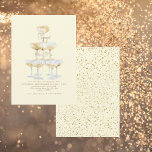 Convite Champagne Torre Dourada Texto Festa de noivado Ama<br><div class="desc">Torre de champanhe. Dourado texto. Convite. Fundo amarelo.</div>