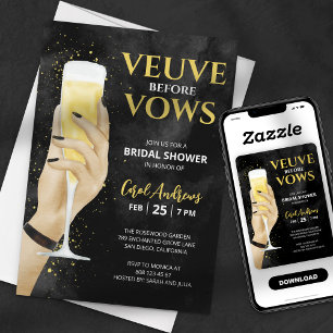 Convite Champagne Veuve Before Vows para Chá de Noiva