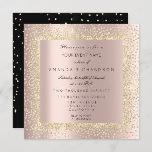 Convite Champaigne Dourado Confetti Sepia Glitter Rosa