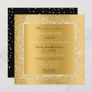 Convite Champaigne Dourado Confetti Sepia Glitter VIP