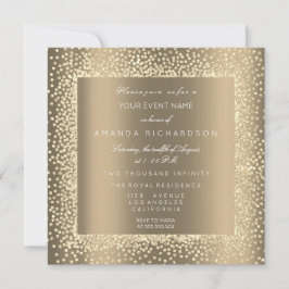 Convite Champaigne Sepia Dourada Glitter Confetti Formal V