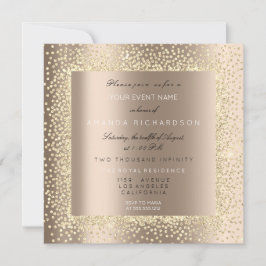 Convite Champaigne Sépia Dourado Glitter Marfim Confete Lu