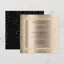 Convite Champaigne Sépia Dourado Glitter Marfim Confete Lu