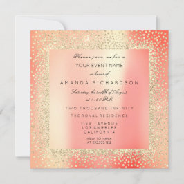 Convite Champaigne Sépia Glitter Confete Rosa Pêssego