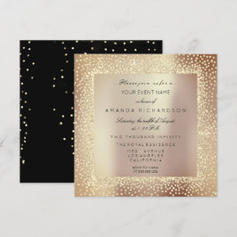 Convite Champaigne Sépia Glitter Confetti Rosa Glam
