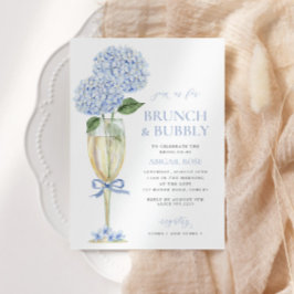 Convite Champanhe Blue Hydrangea Brunch e Bubbles Serif