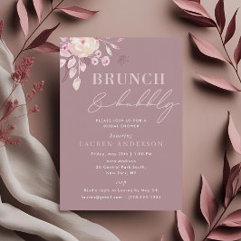 Convite Champanhe, Bridal Floral Rosa, Brunch e Bubble
