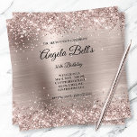 Convite Champanhe Cor-de-Rosa Cinzenta Brilhante Monograma<br><div class="desc">Um convite de aniversário de 30 anos monograma glamouroso para ela. Brilhante e brilhante brilho de champanhe cor-de-rosa com faíscas contra uma imagem gráfica de folha metálica esfregada. O monograma de caligrafia branca e rico no centro pode ser personalizado. Todos os elementos brilhantes e brilhantes neste moderno design feminino são...</div>