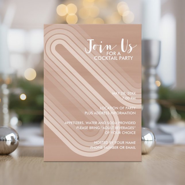 Convite Champanhe das Linhas Curvas do Pastel - Festa de F (Holiday invitation with boho stripes and pastel colors.)