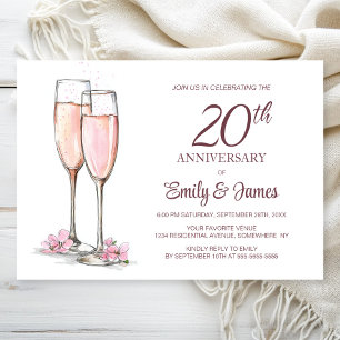 Convite Champanhe de Aniversário de Casamento de 20