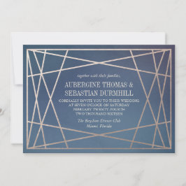 Convite Champanhe de Casamento Opalino Escuro Dourado