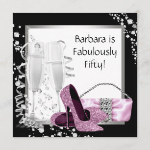 Convite Champanhe de salto alto mulheres rosa e pretas Ani