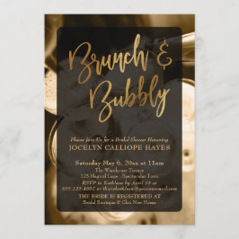 Convite Champanhe Dourado Brunch e Escrita Manual em Borra