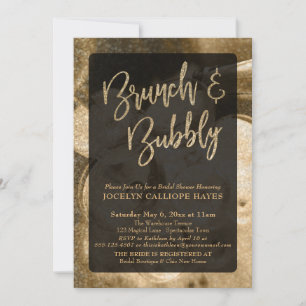 Convite Champanhe Dourado com brilho Brunch e Escrita manu