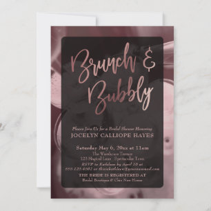 Convite Champanhe Dourado de rosa Brunch e Escrita manual
