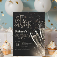 Champanhe Dourado preto 60ª Festa de aniversário