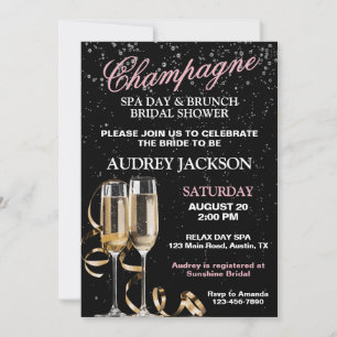Convite Champanhe e Chá de panela Brunch Spa Day