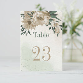 Convite champanhe flores verde-botânico número da mesa