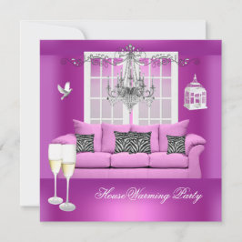 Convite Champanhe Rosa Aquecendo Chandelier Sofa
