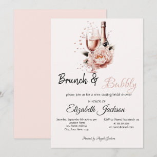 Convite Champanhe Rosa Brunch e Chá de BubbleBridal
