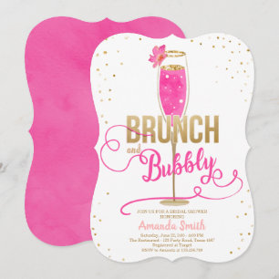 Convite Champanhe Rosa Quente de Brunch e Chá de panela Bo