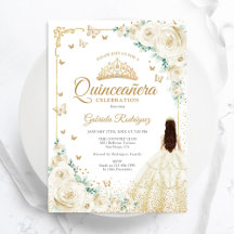 Champanhe Rosas de marfim Dourado Quinceanera
