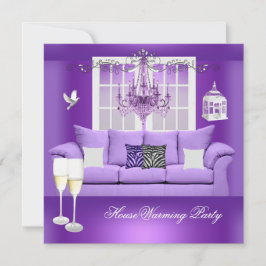 Convite Champanhe Roxo Aquecendo Chandelier Sofa