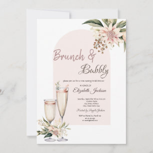 Convite Champanhe Vidro Boho Flores Brunch & Bubble