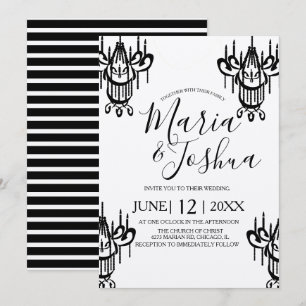 Convite Chandelier Halloween Casando Black Kraft