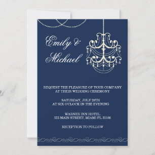 Convite Chandelier Wedation Invitation Blue
