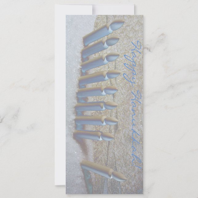 Convite Chanucá na neve! placa plana em papel metálico (Frente)