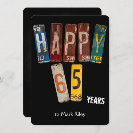 Convite Chapas de matrícula de 65° festa de aniversário