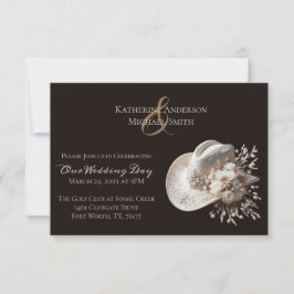 Convite Chapéu branco de vaqueira com casamento de flores
