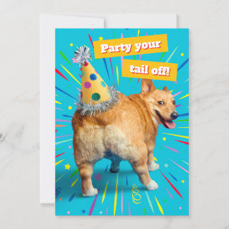 Convite Chapéu de Aniversário Bumbum de Corgi
