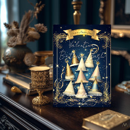 Convite Chapéu de Aniversário Elegante | Dourado e Azul-Ma