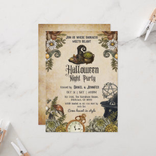 Convite Chapéu de bruxa assustador vintage de Halloween ca